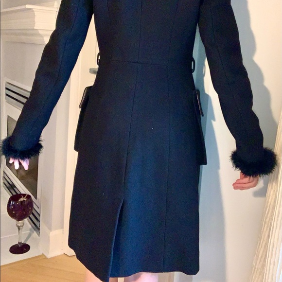 Black wool coat. Below the knee. Spring & winter wear. Small. Fitted. Sexy - Picture 4 of 5